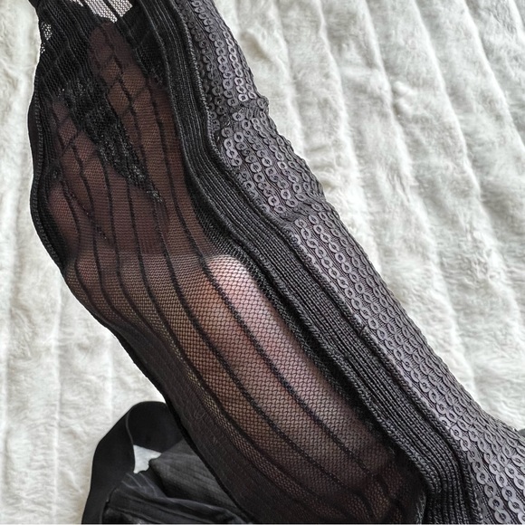 HOUSE OF CB Viktoria black matte sequin draped mini bodycon dress - Picture 10 of 16